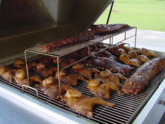 Barbecue Grill Trailer Full of Chicken